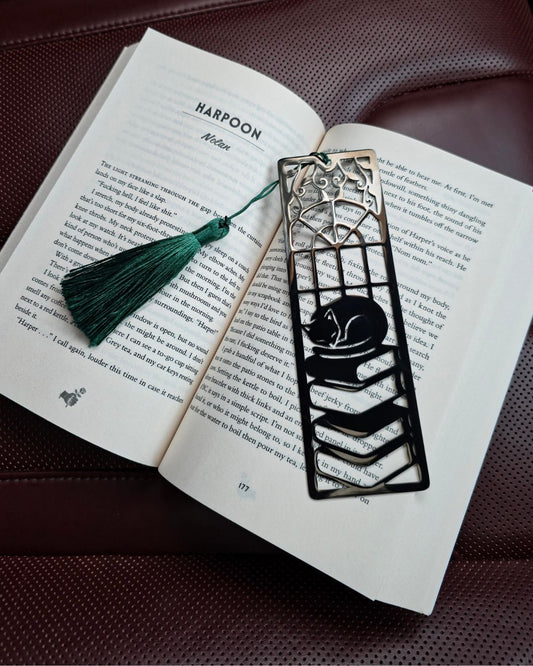 Black Cat Metal Bookmark